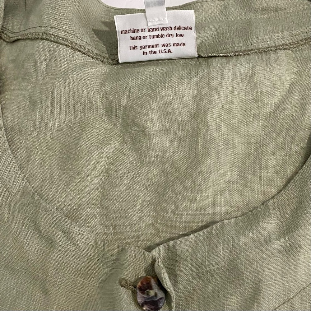 Heart’s Desire by Mary Grace Linen Artist Top Size XL Sage Green Like New - Picture 12 of 16